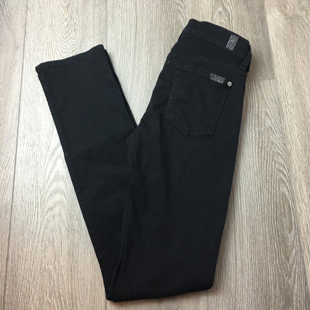 7 For All Mankind The Modern Straight Jeans Stretch Denim Black Size 25